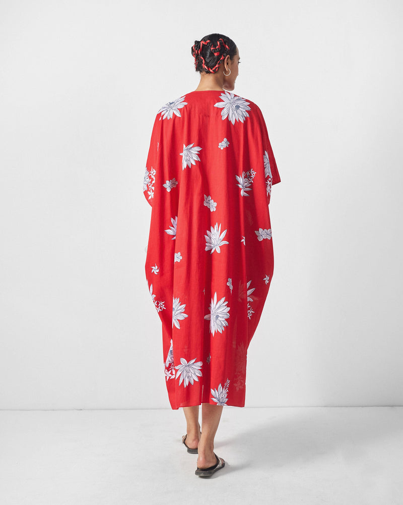 Araya Kaftan - Red & White Print
