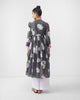 Gathered Angrakha - Charcoal & Ivory Print