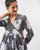 Gathered Angrakha - Charcoal & Ivory Print