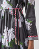 Gathered Angrakha - Charcoal & Ivory Print