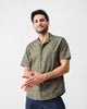 Mistari Shirt - Olive & Ivory Print