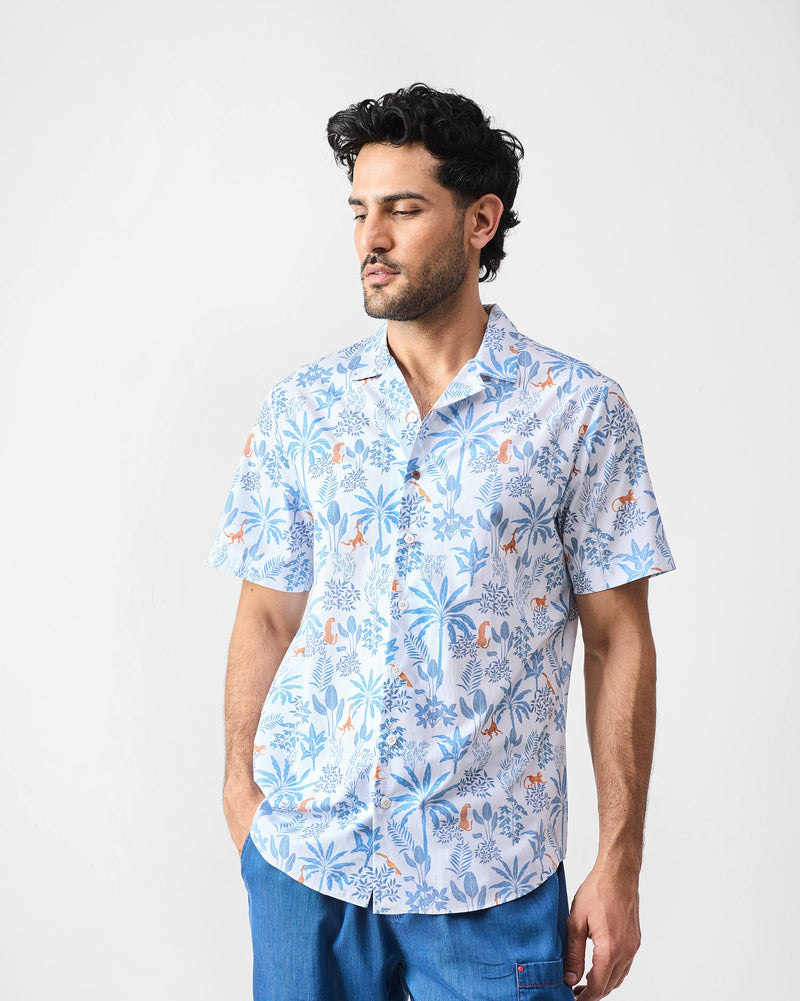 Mistari Shirt - Bluish Grey Print