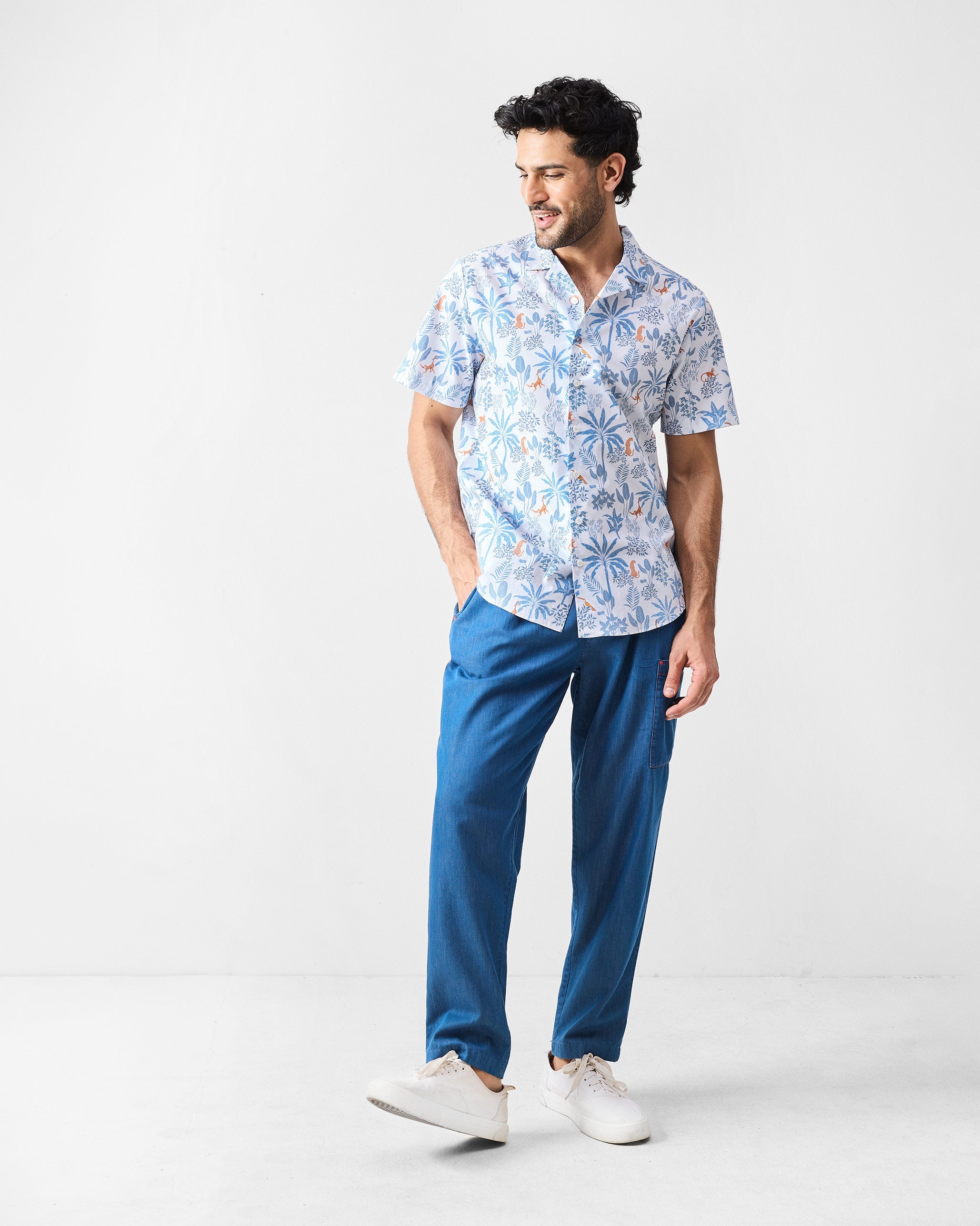 Mistari Shirt - Bluish Grey Print