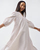Summer Tea Dress - Khaki & White Stripes