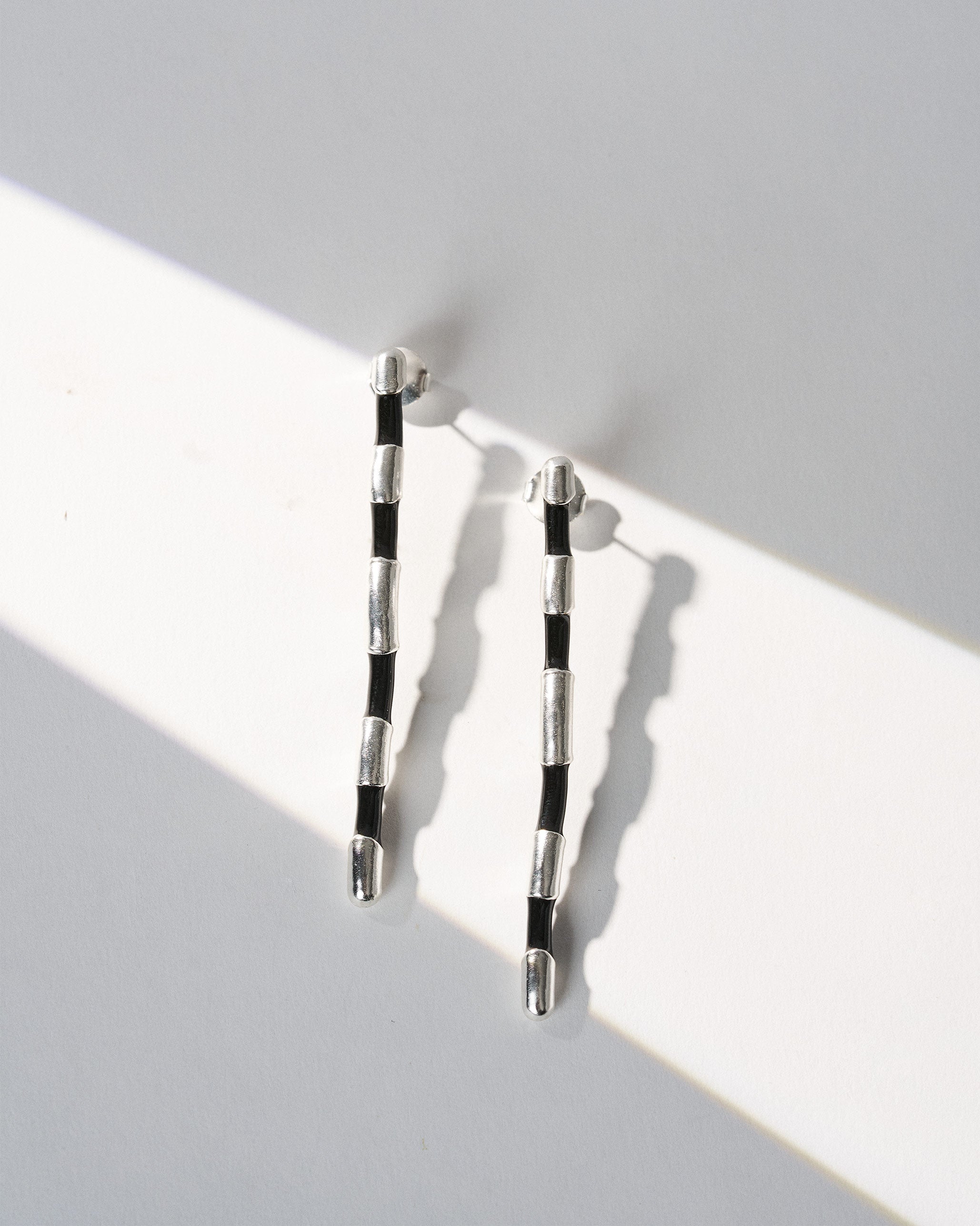Lemur Earrings - Silver & Black