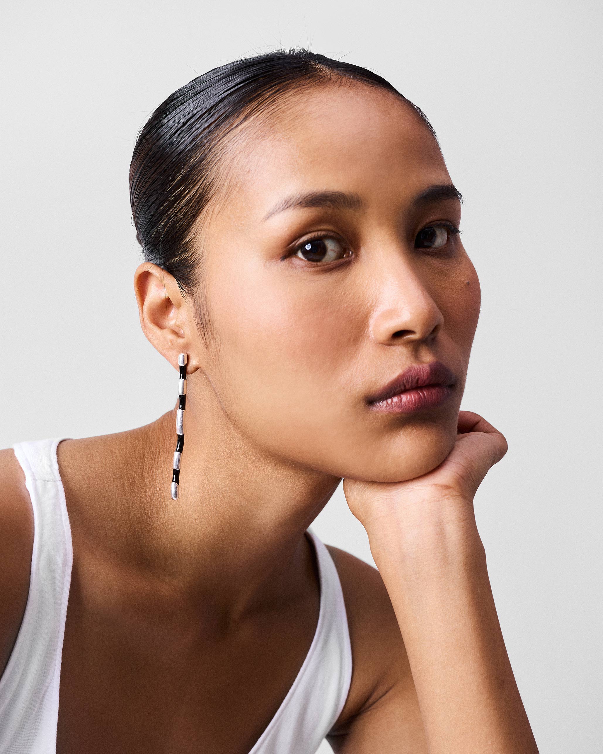 Lemur Earrings - Silver & Black