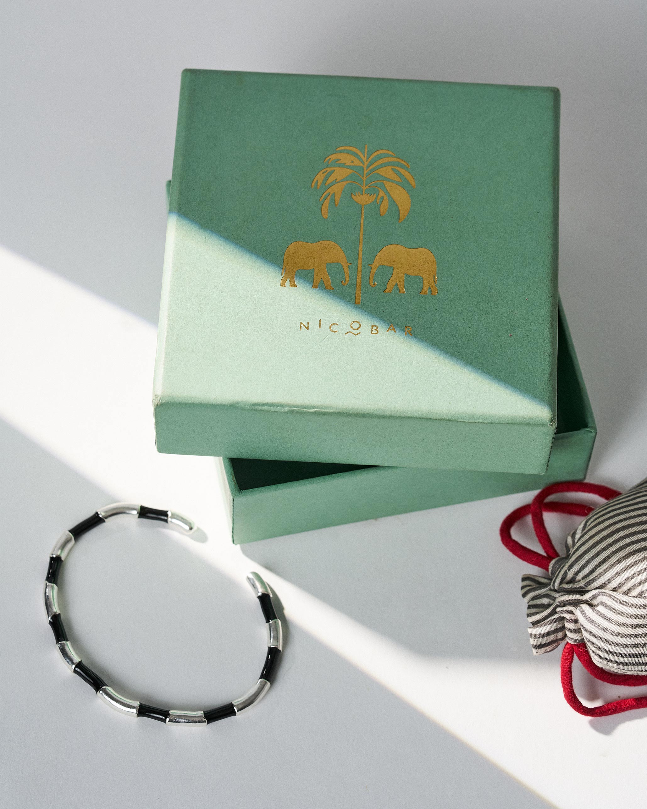 Lemur Bangle - Silver & Black
