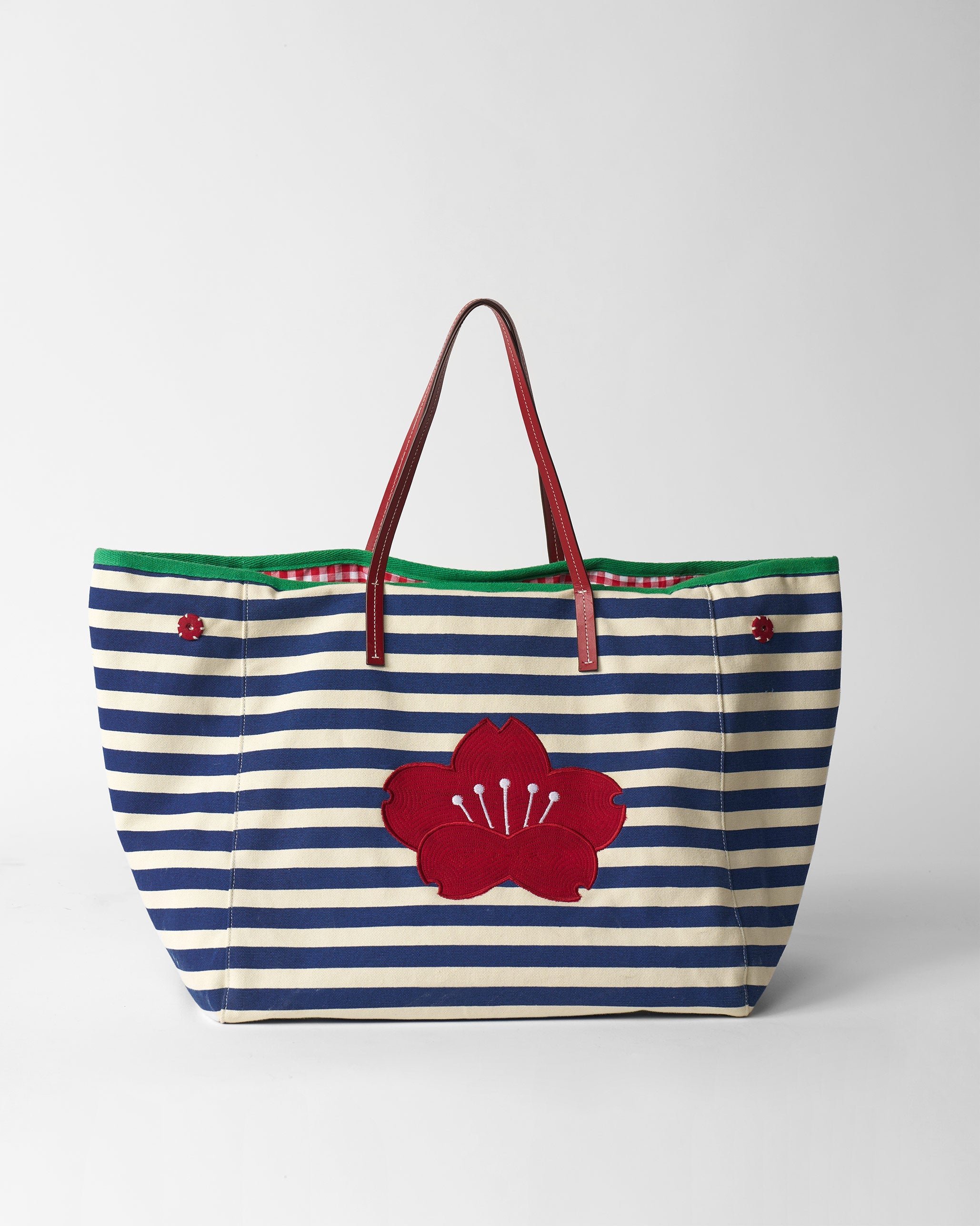 Crimson Bloom Bag - Blue & White Stripes