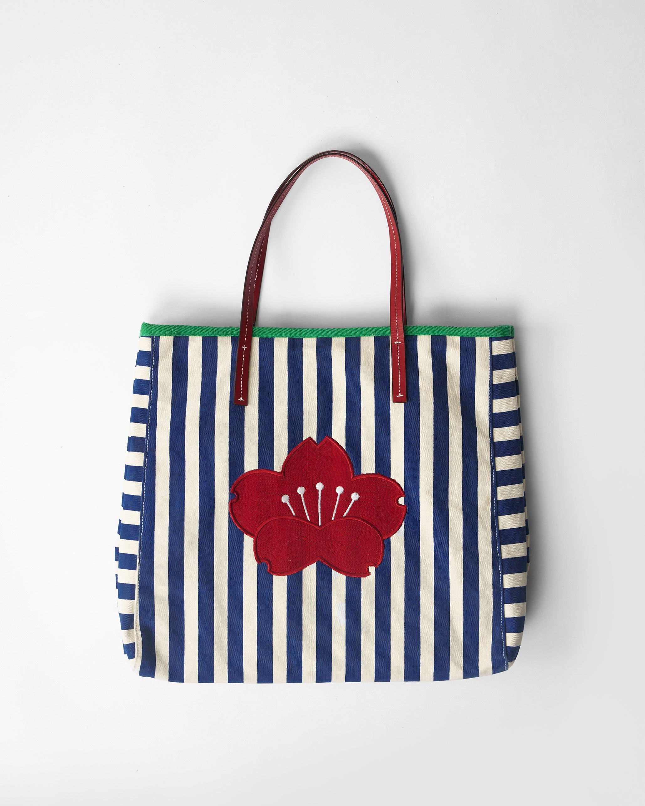 Crimson Bloom Bag - Blue & White Stripes