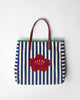 Crimson Bloom Bag - Blue & White Stripes