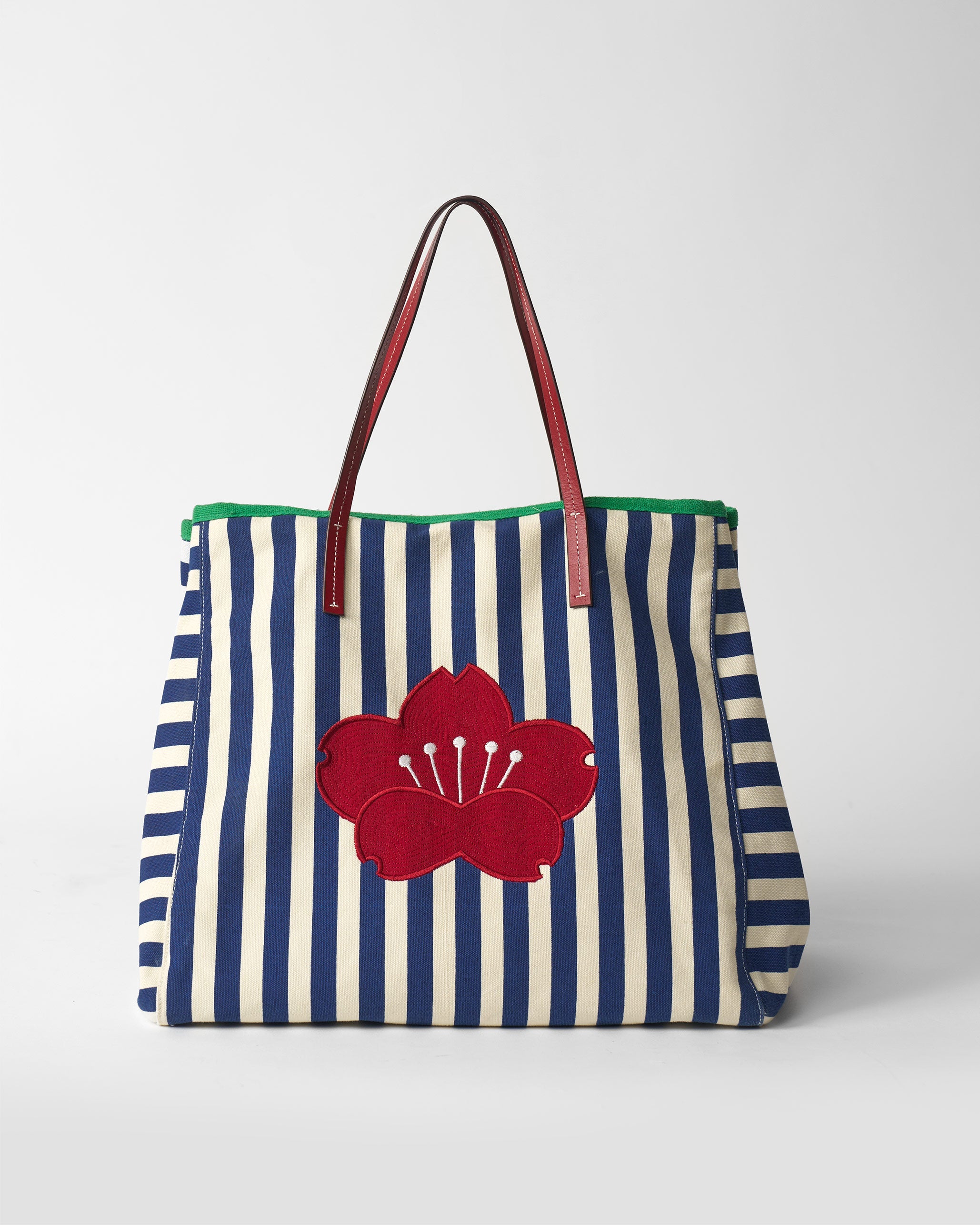 Crimson Bloom Bag - Blue & White Stripes