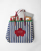 Crimson Bloom Bag - Blue & White Stripes