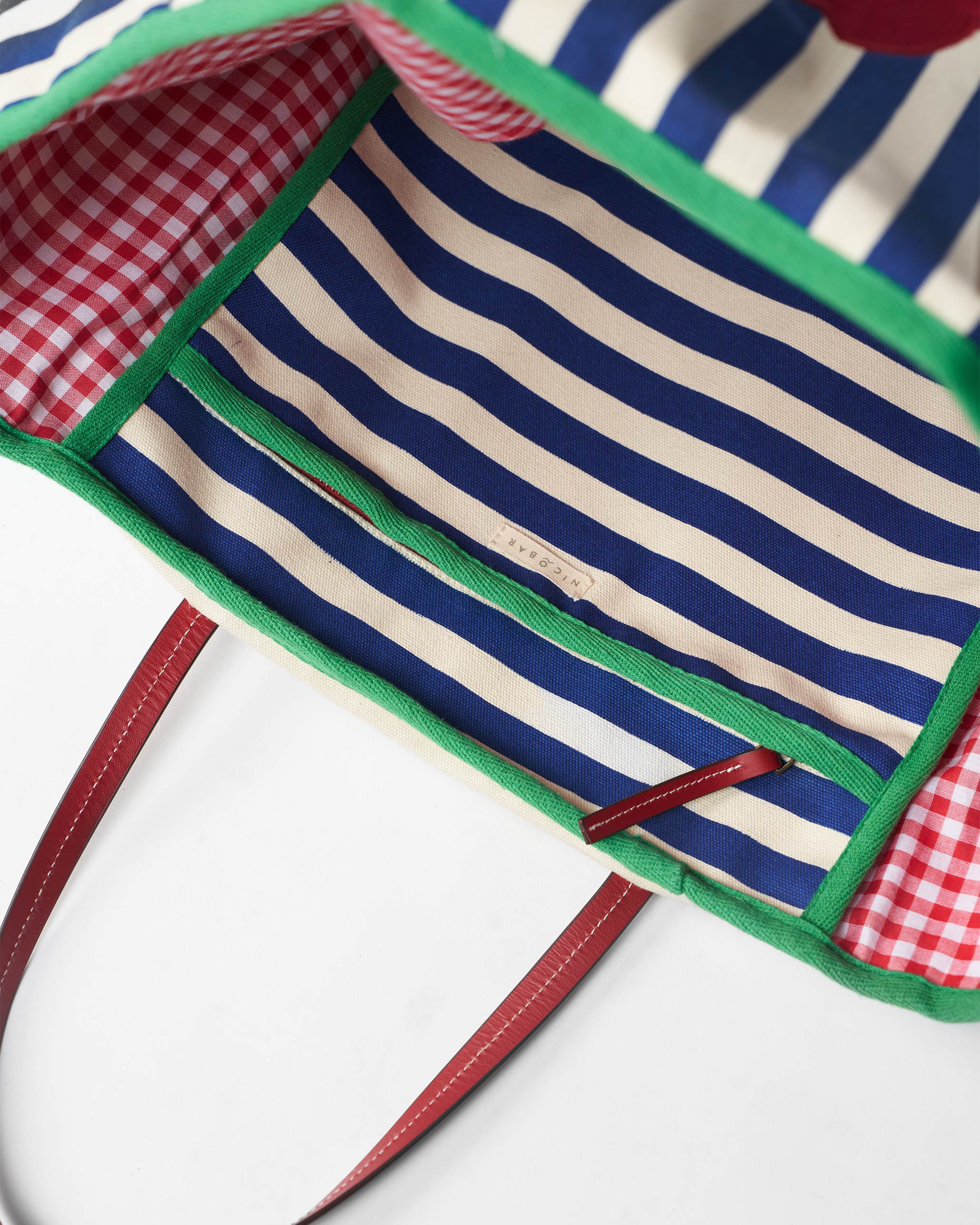 Crimson Bloom Bag - Blue & White Stripes