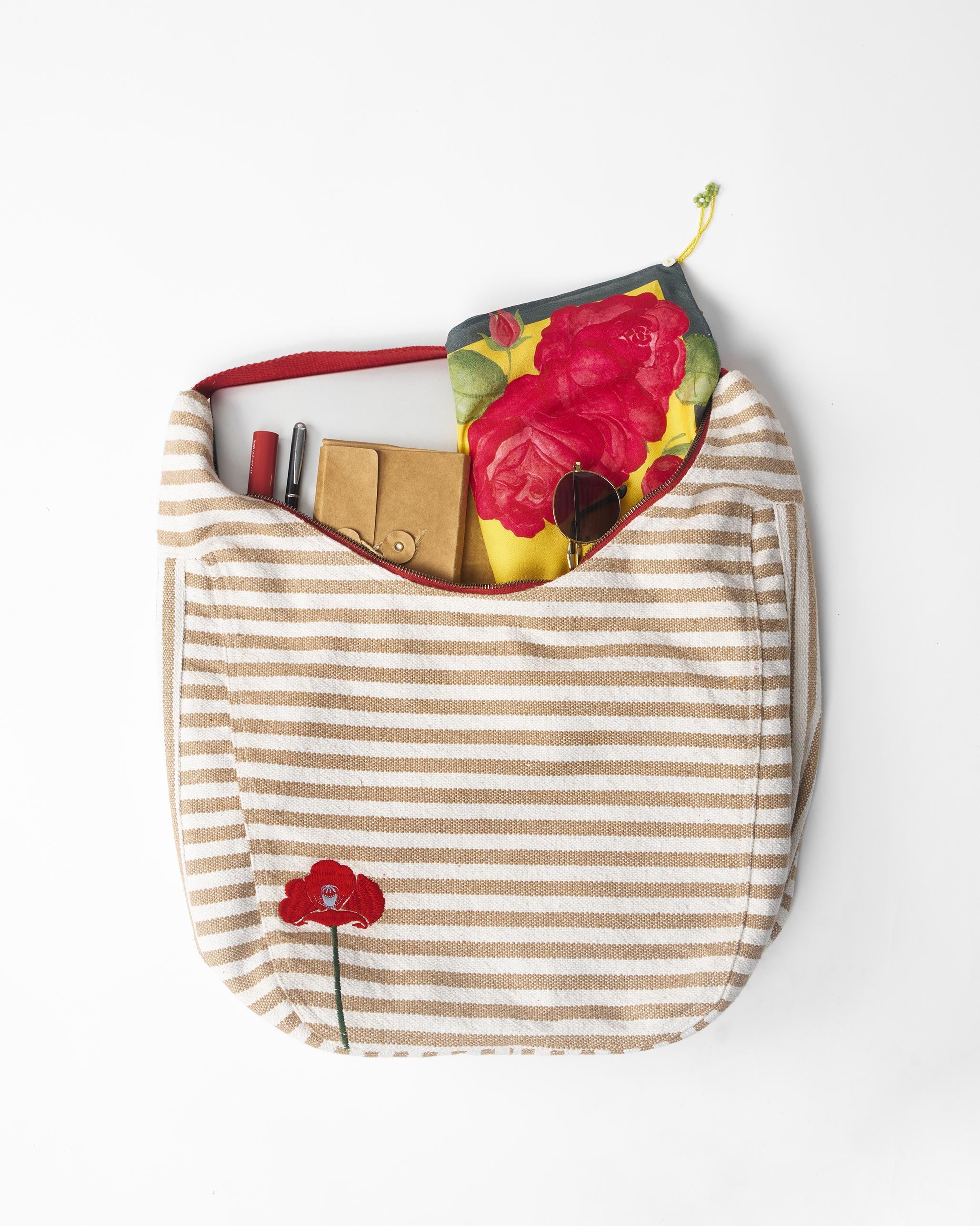 Wayfarer Bag - Beige & White Stripes