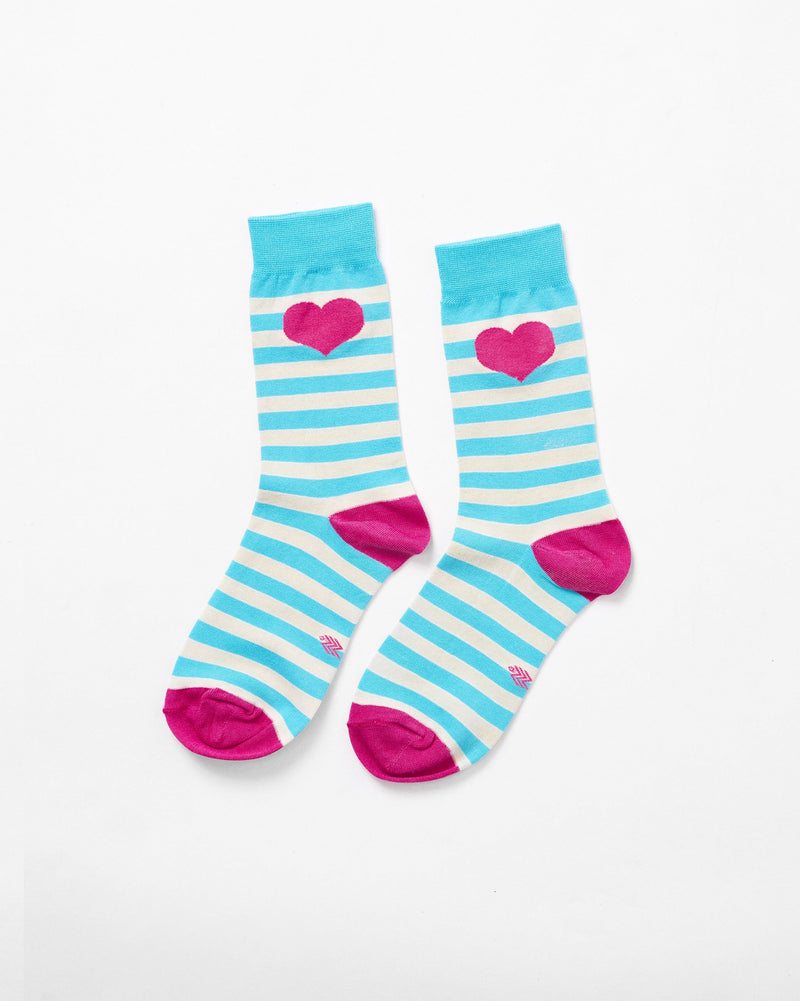 Stripey Socks - Aqua & Oatmeal Stripes