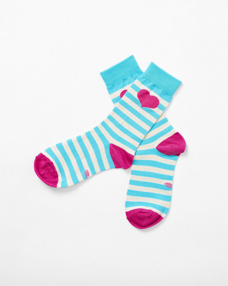 Stripey Socks - Aqua & Oatmeal Stripes