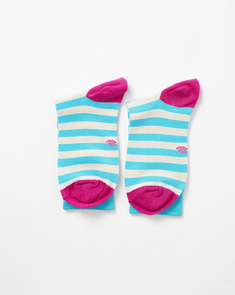 Stripey Socks - Aqua & Oatmeal Stripes