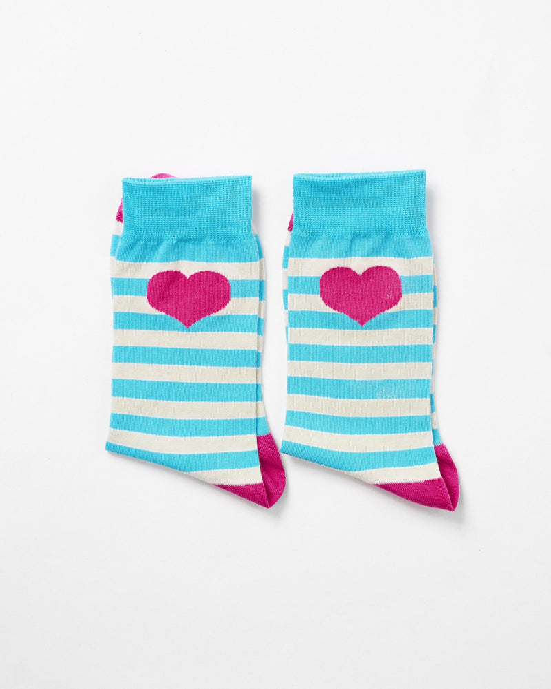 Stripey Socks - Aqua & Oatmeal Stripes