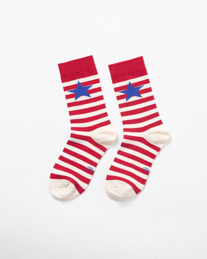 Stripey Socks - Red & Oatmeal Stripes