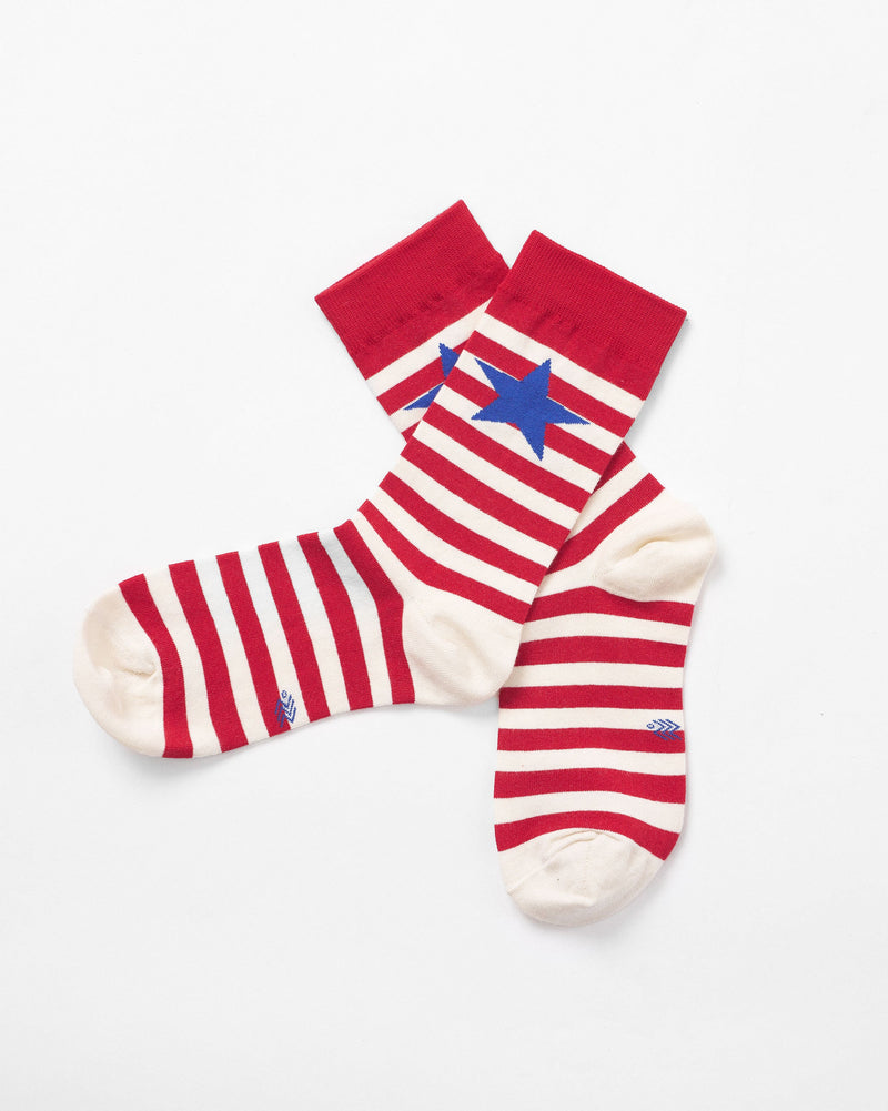 Stripey Socks - Red & Oatmeal Stripes