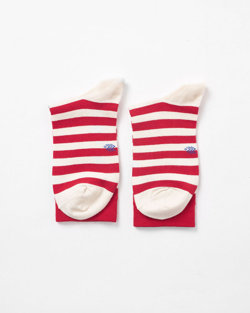 Stripey Socks - Red & Oatmeal Stripes