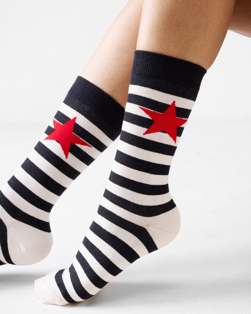 Stripey Socks - Black & Oatmeal Stripes