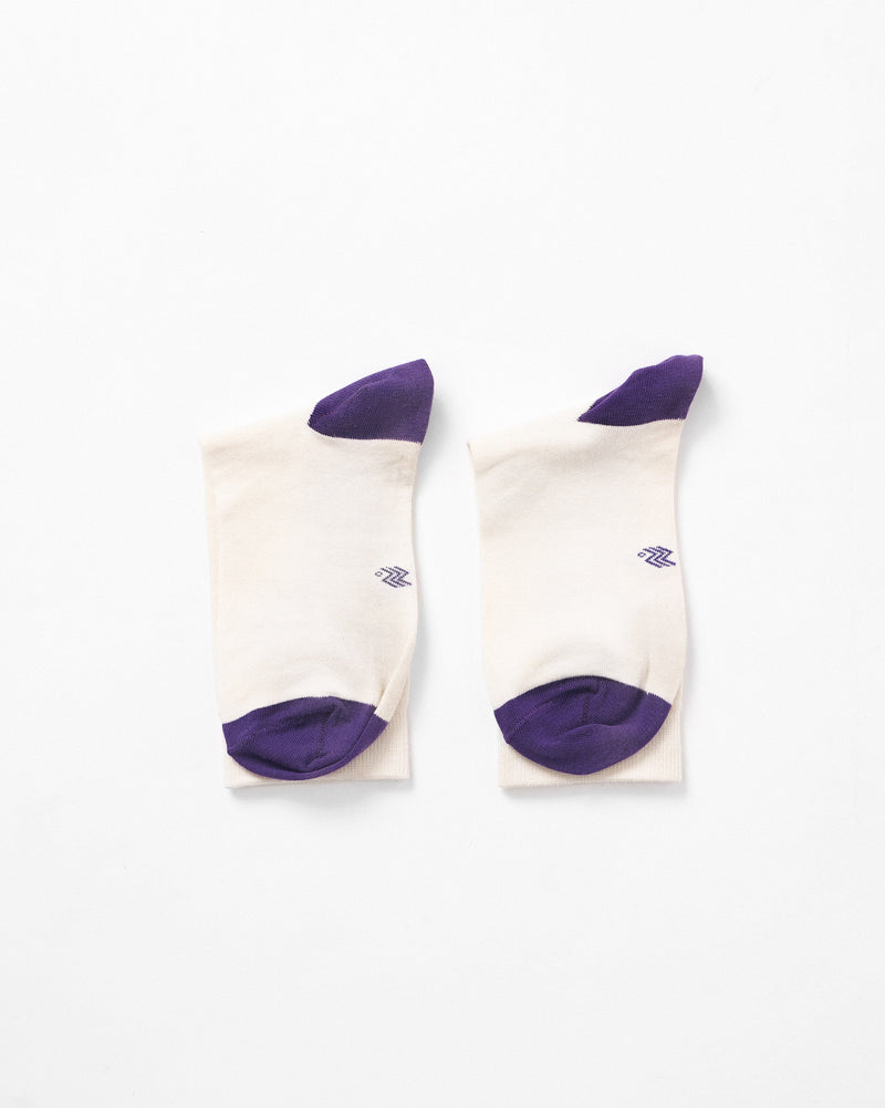 Heart Socks - Oatmeal & Purple