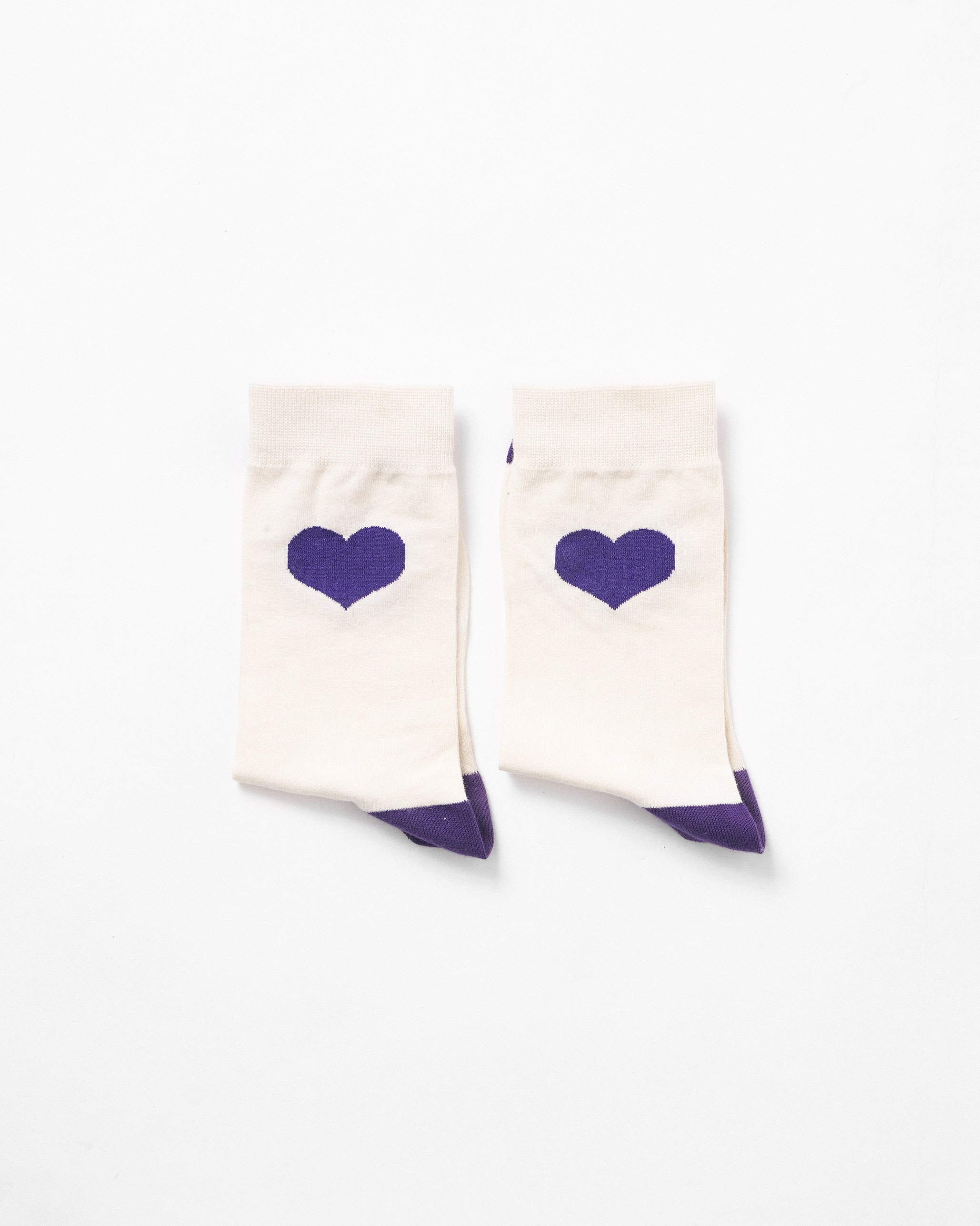 Heart Socks - Oatmeal & Purple