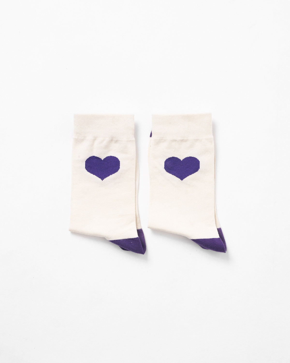 Heart Socks - Oatmeal & Purple