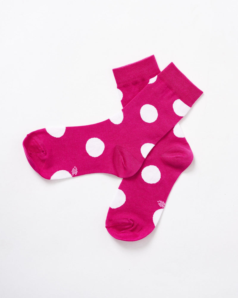 Polka Love Socks - Fuchsia & Oatmeal