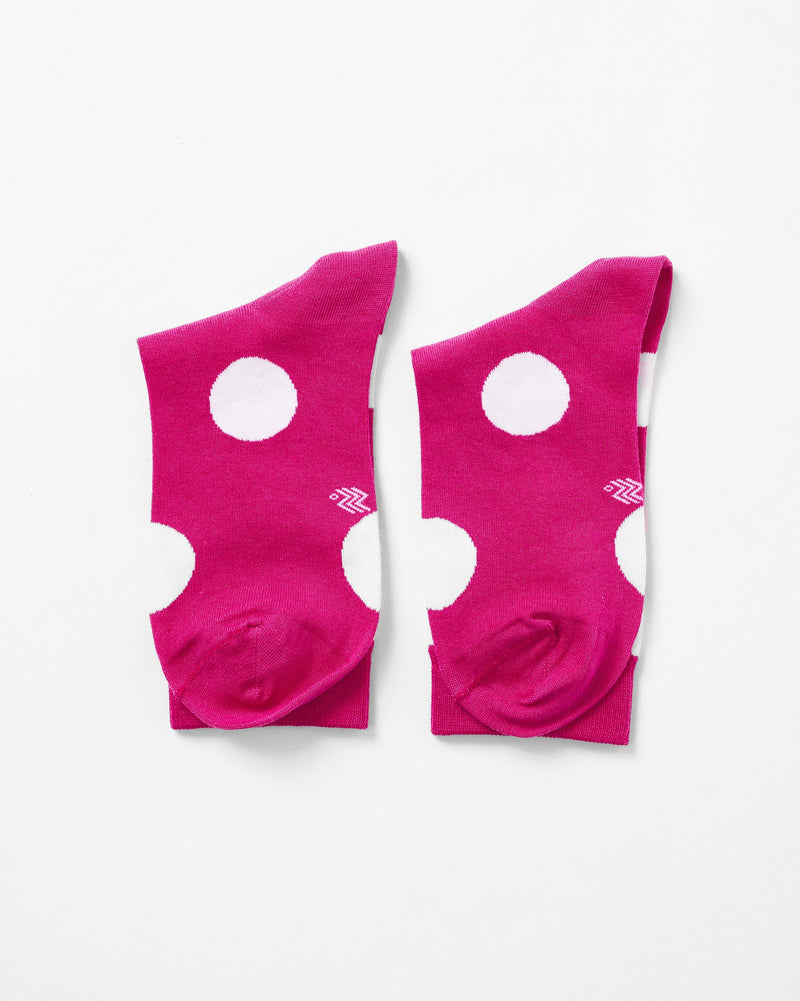 Polka Love Socks - Fuchsia & Oatmeal