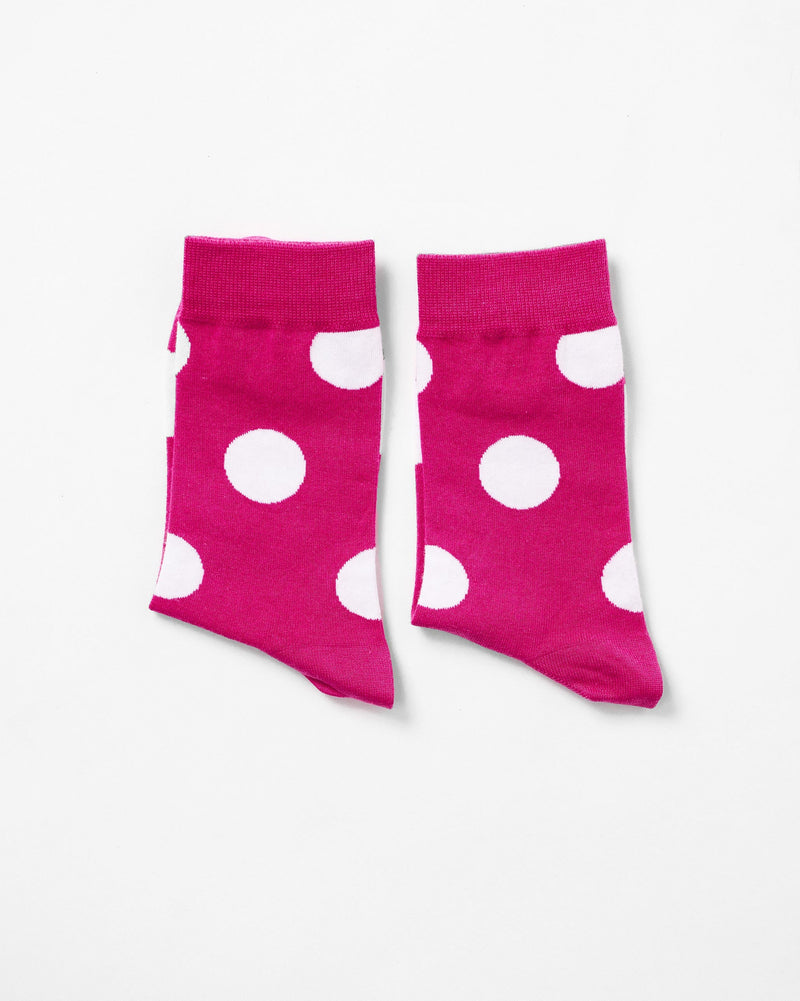 Polka Love Socks - Fuchsia & Oatmeal