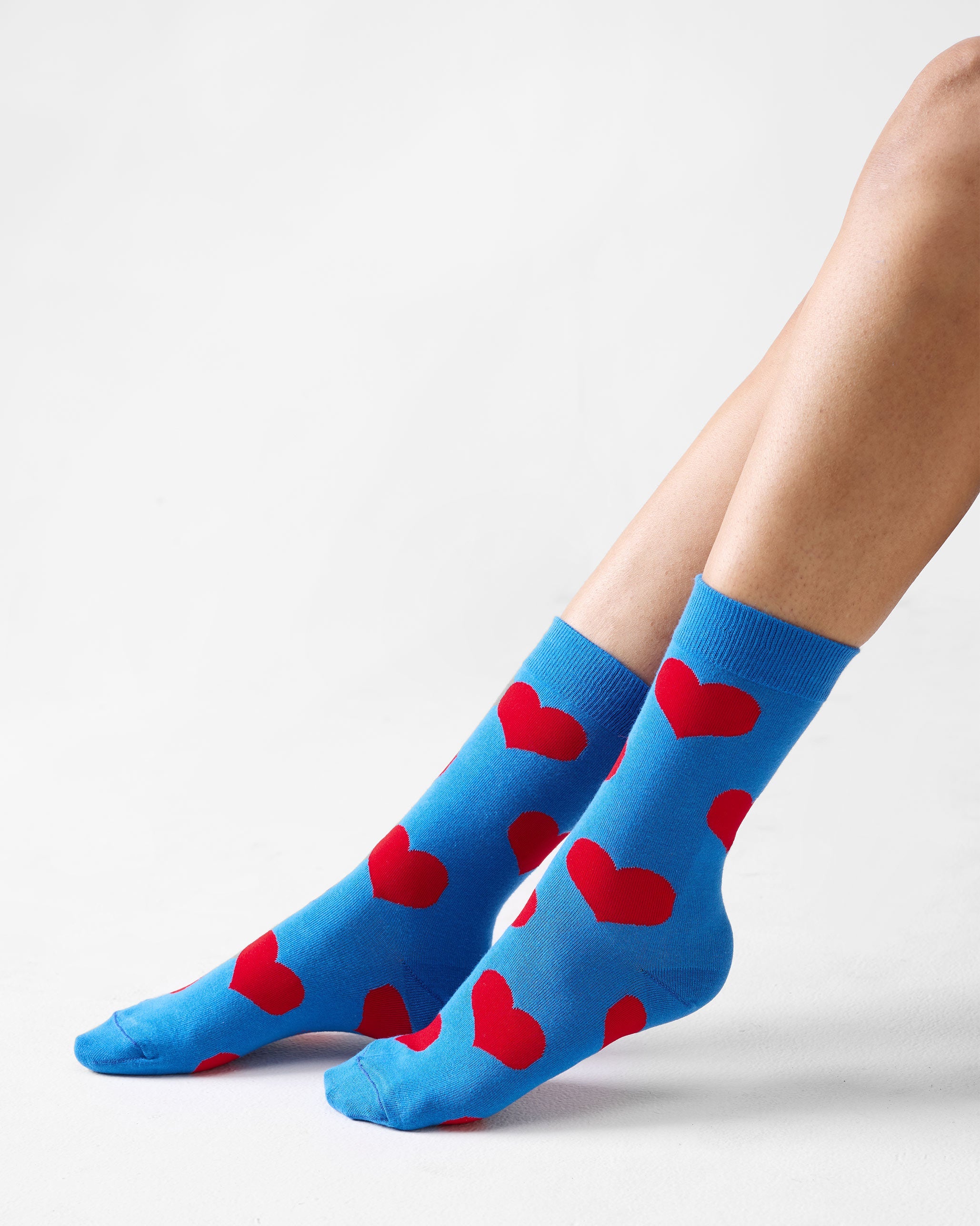 Happy Heart Socks - Cobalt Blue & Red