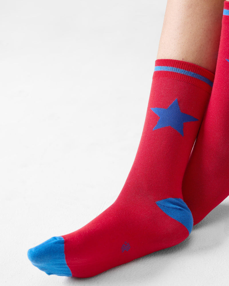 Starstruck Socks - Red & Cobalt Blue