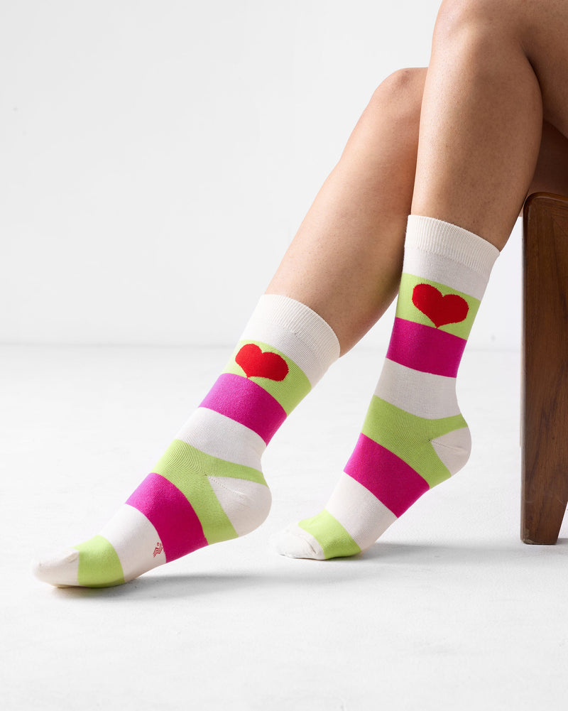 Lovestruck Socks - Fuchsia & Lime