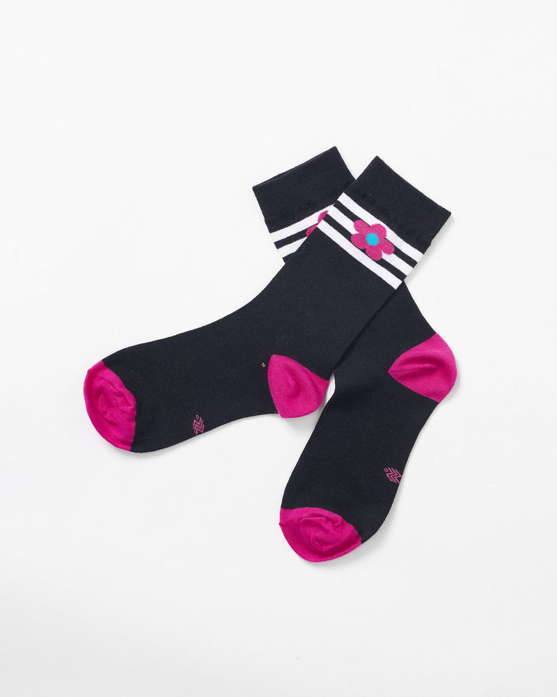 Flowerbed Socks - Black & Fuchsia