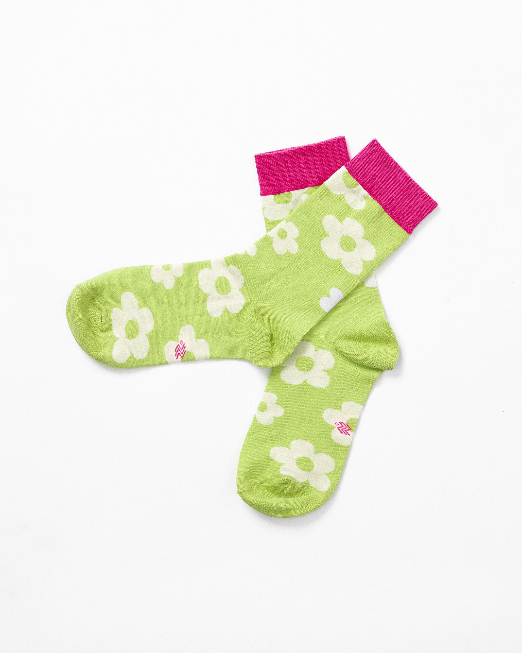 Cherry Blossom Socks - Lime & Oatmeal
