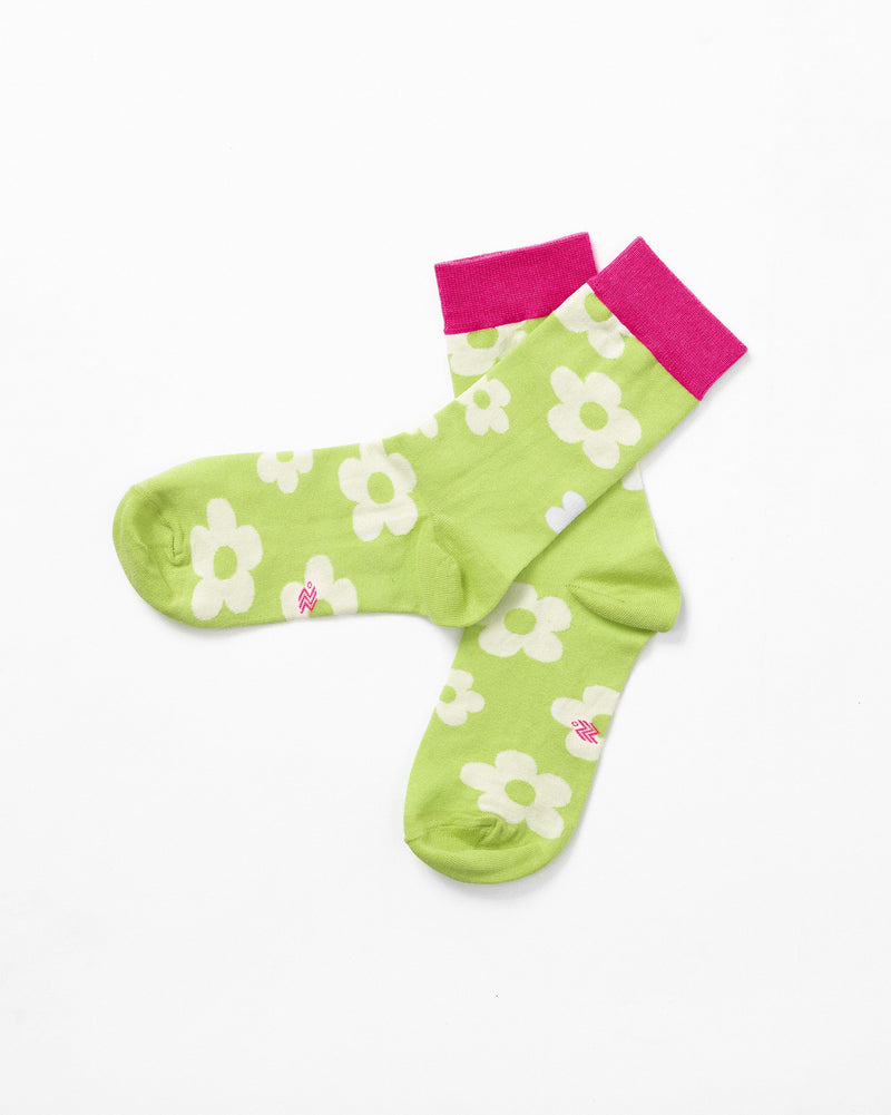 Cherry Blossom Socks - Lime & Oatmeal