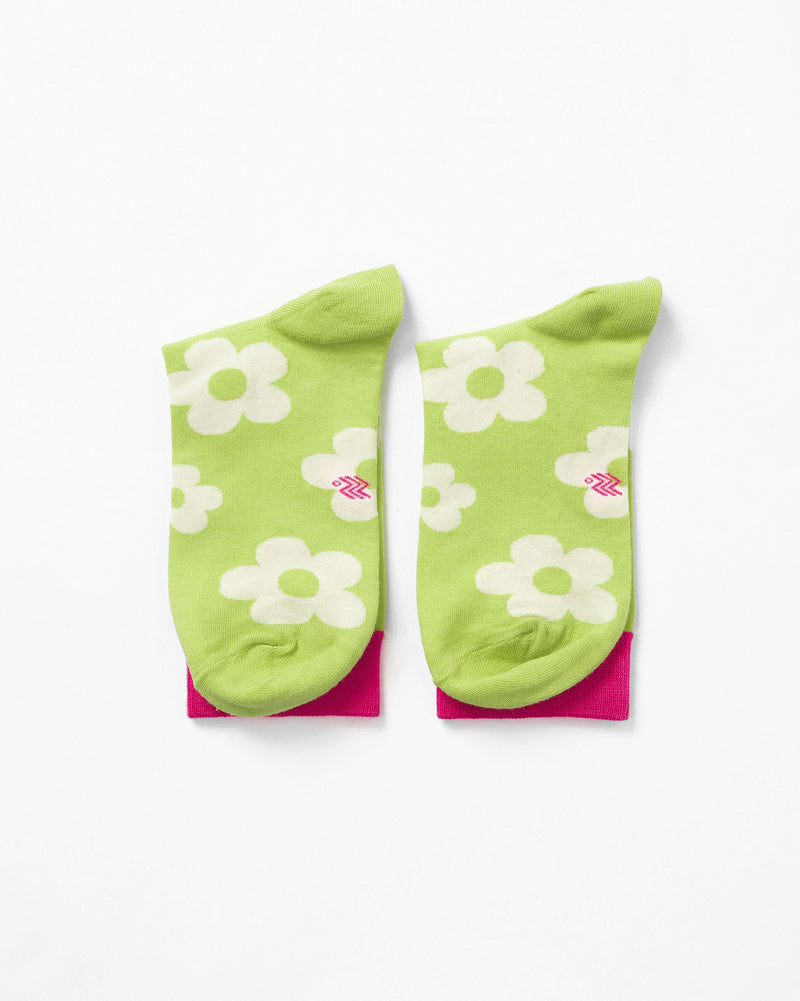 Cherry Blossom Socks - Lime & Oatmeal