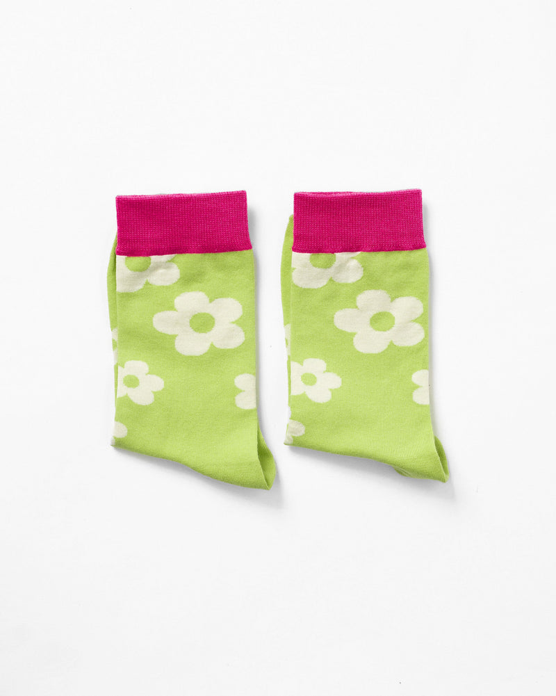 Cherry Blossom Socks - Lime & Oatmeal