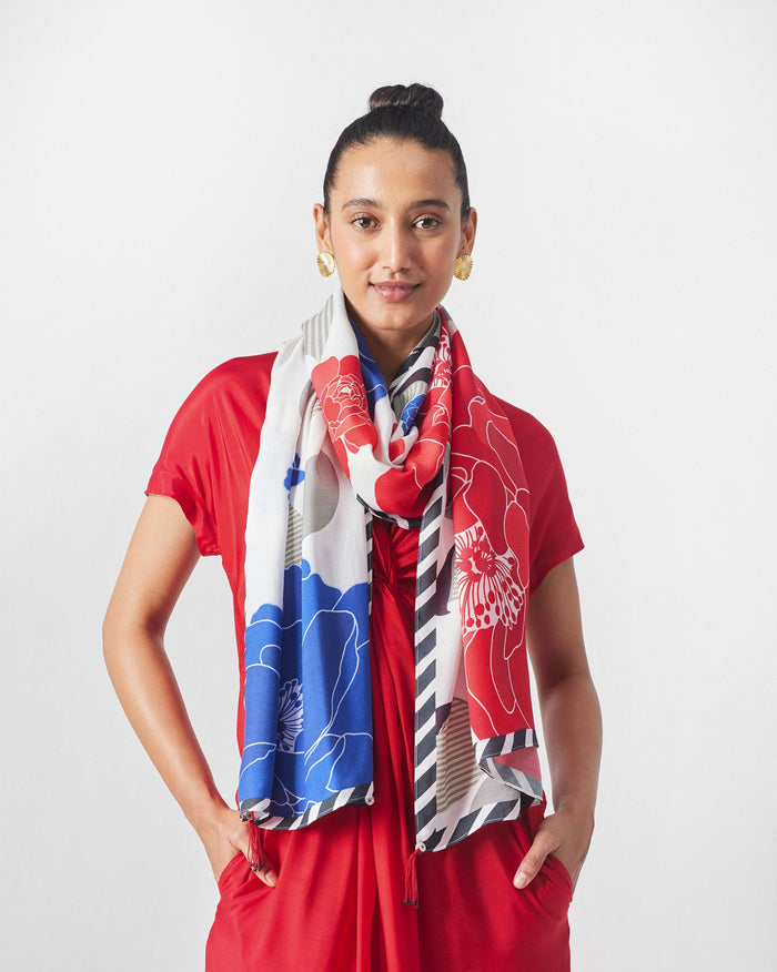 Peony Scarf - Red
