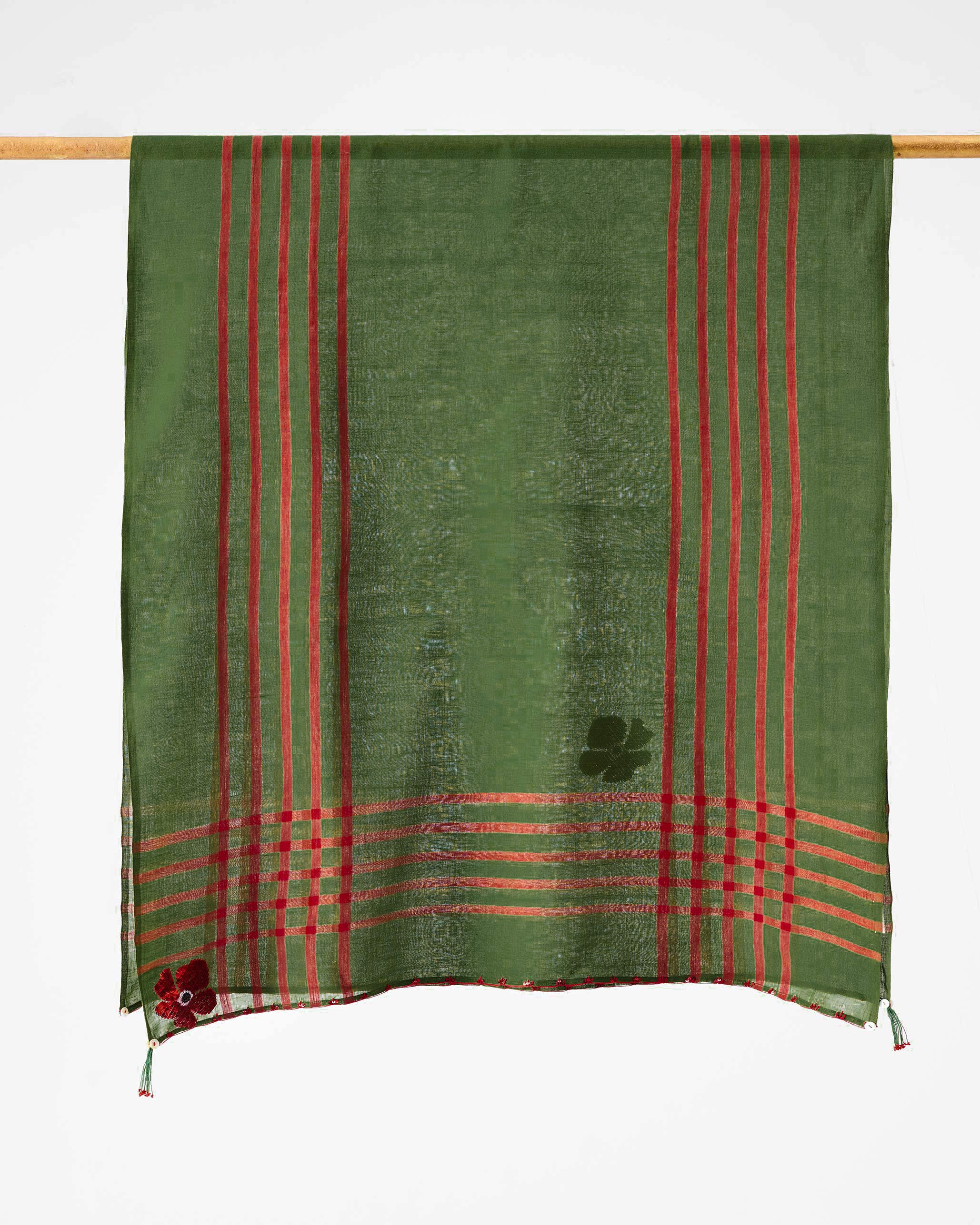 Journey Scarf - Olive & Red