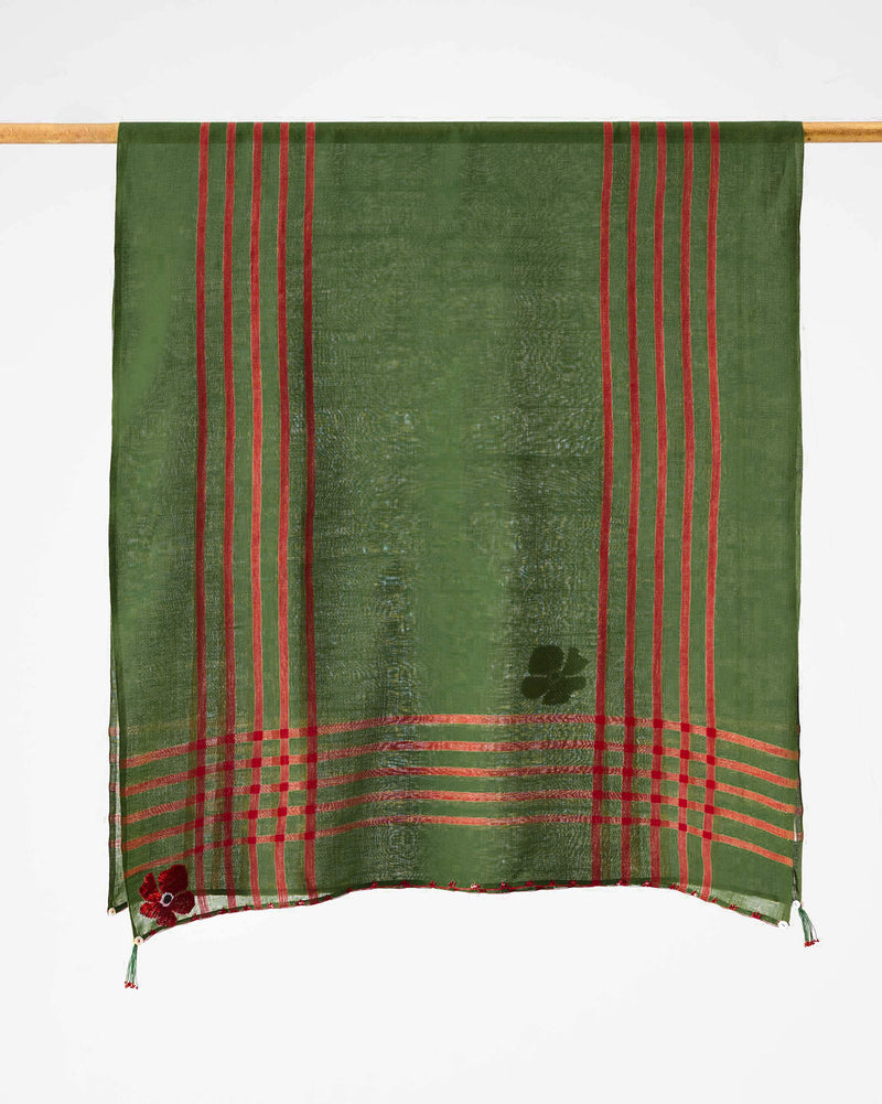 Journey Scarf - Olive & Red
