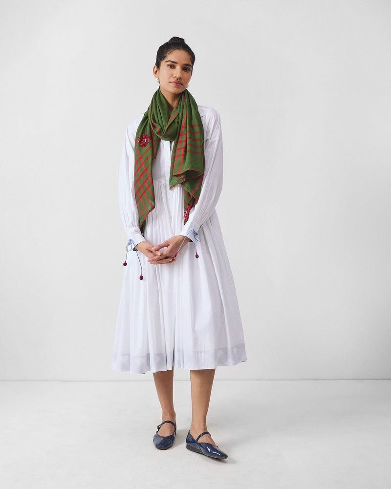 Journey Scarf - Olive & Red
