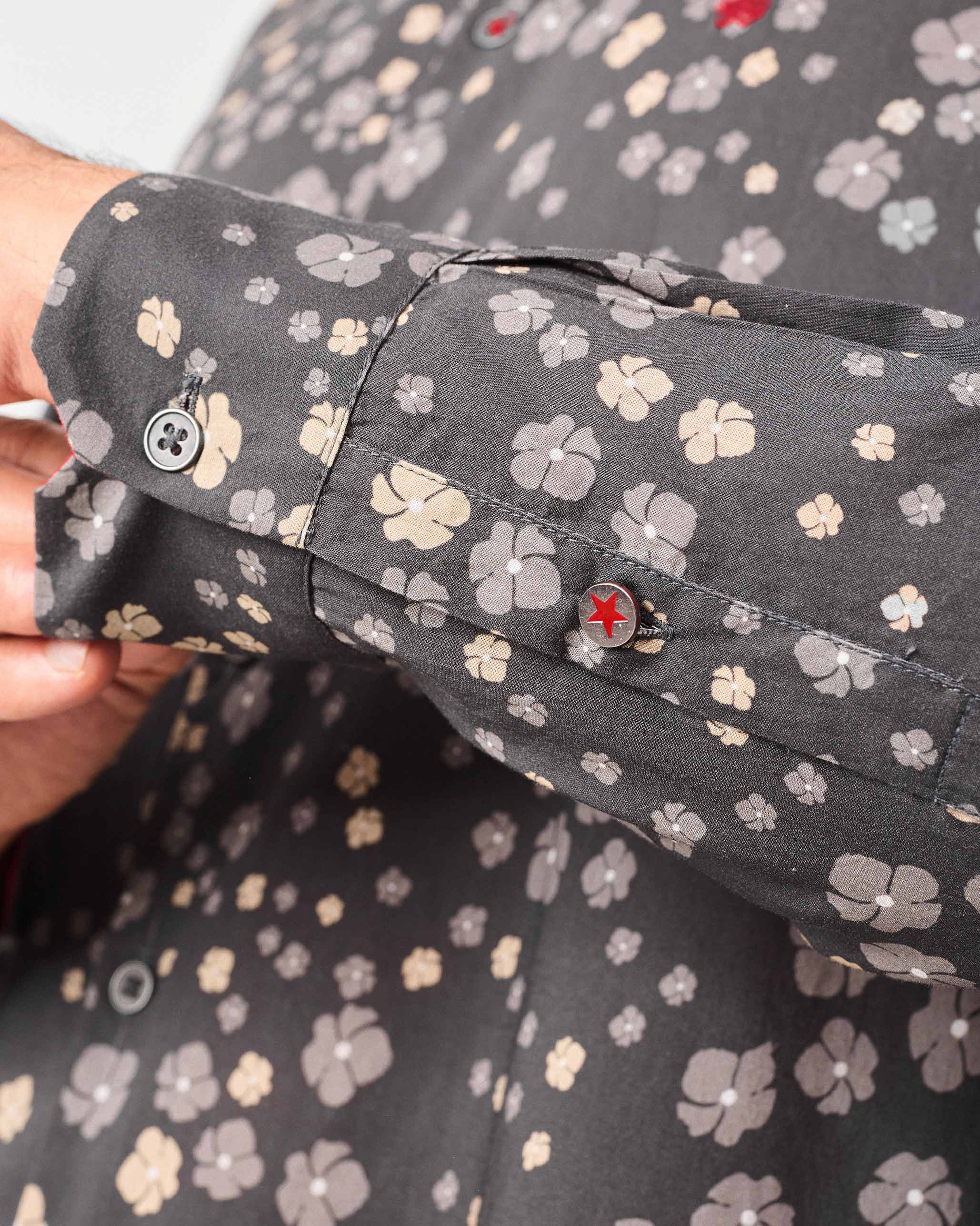 Nawab Shirt - Charcoal Printed