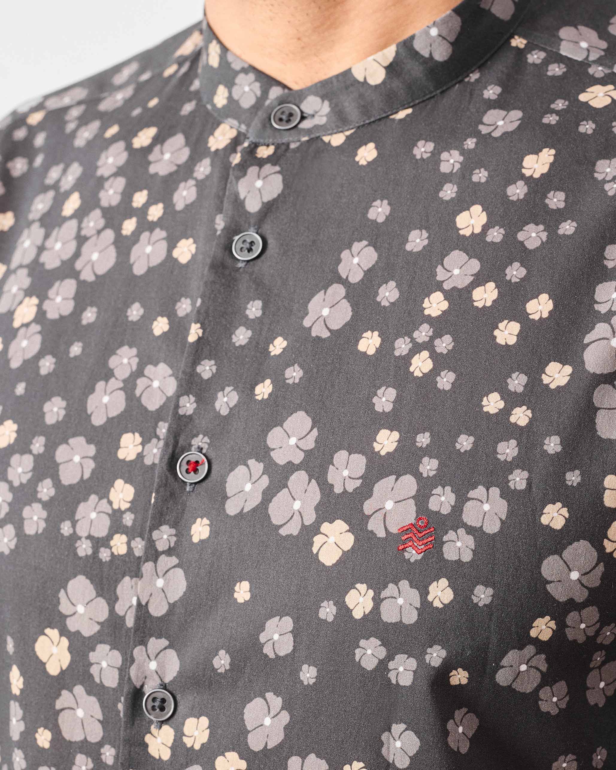 Nawab Shirt - Charcoal Printed