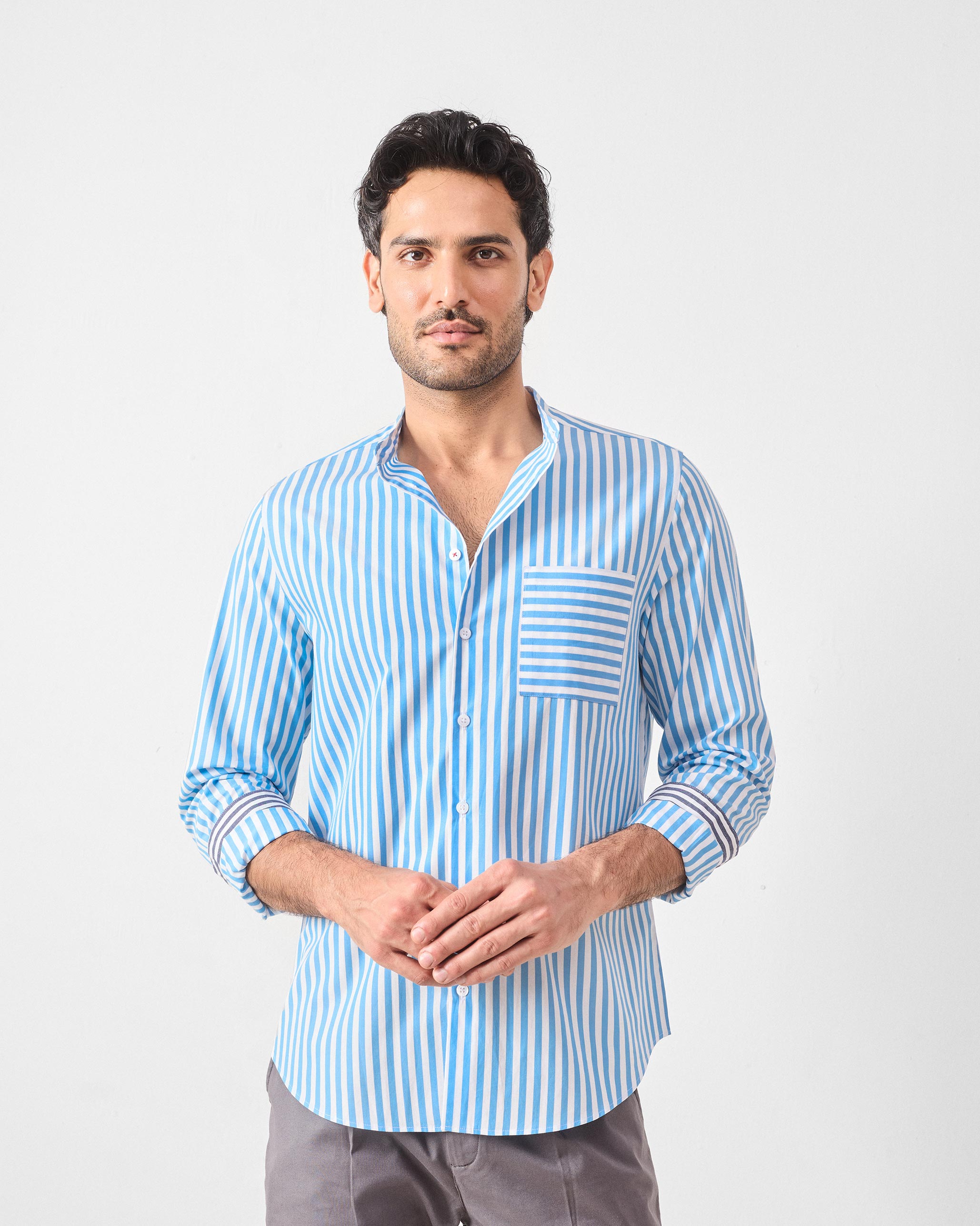 Ross Shirt - Blue & White Stripes
