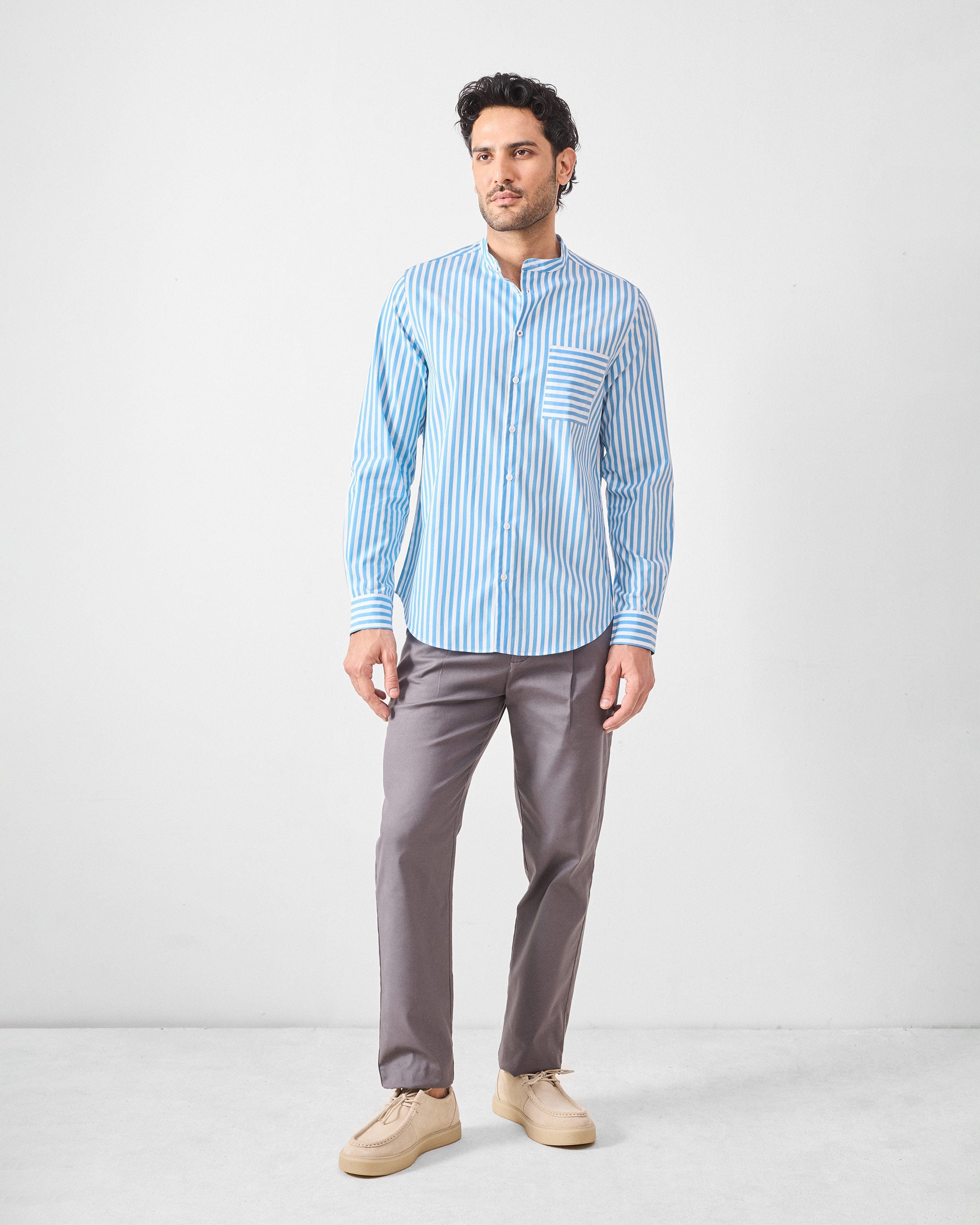 Ross Shirt - Blue & White Stripes