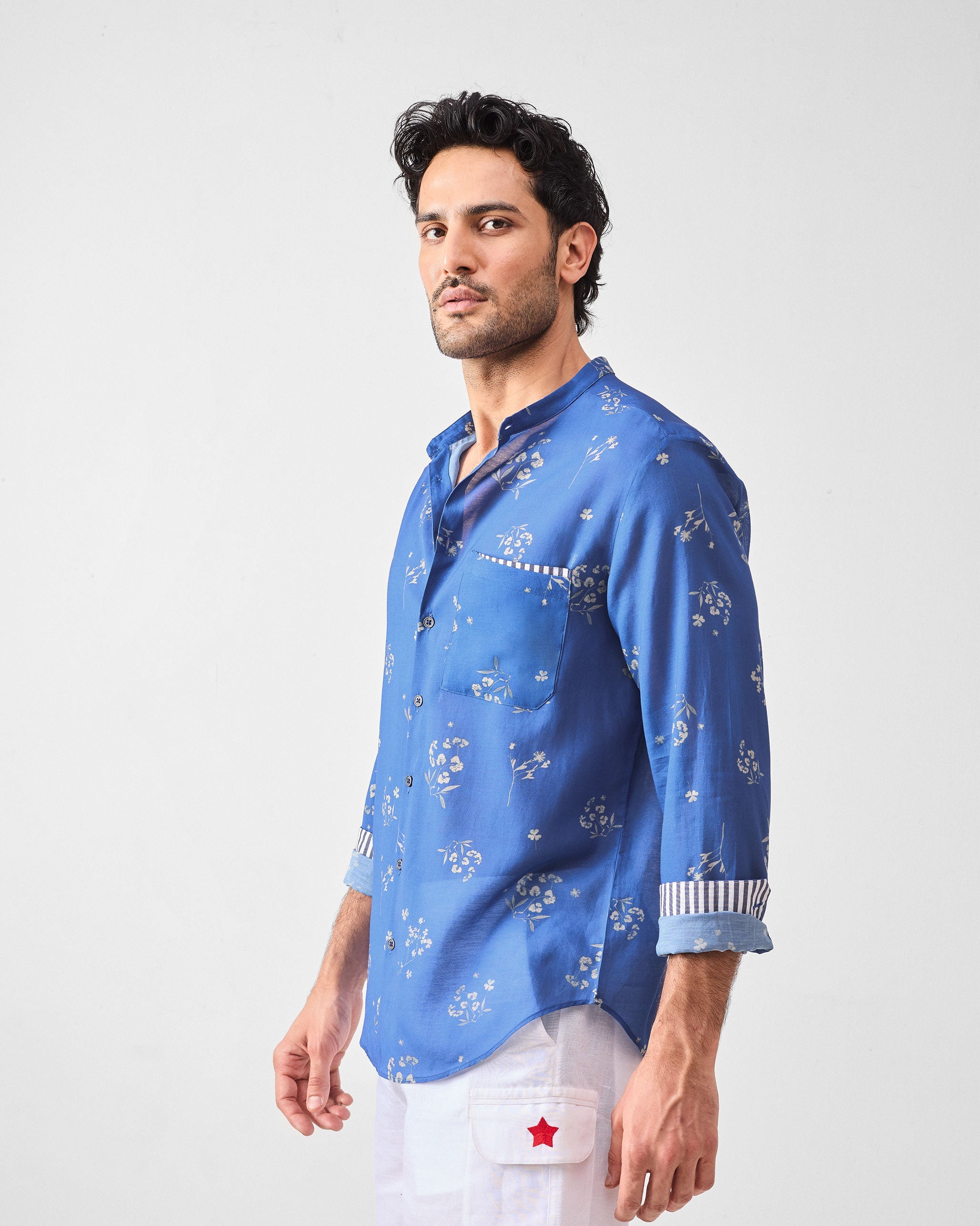 Myanmar Shirt - Navy Printed