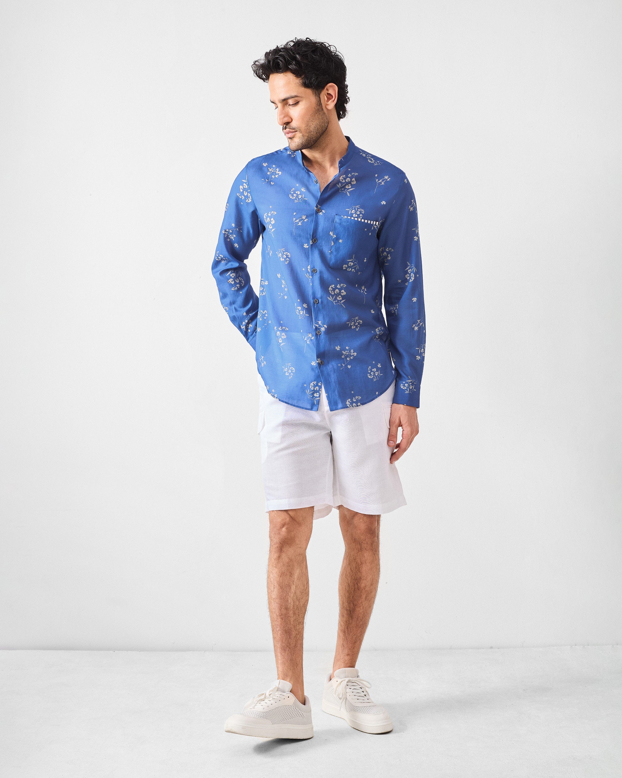 Myanmar Shirt - Navy Printed